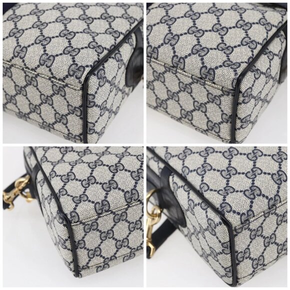 GUCCI GG Supreme Sherry Line Shoulder Bag PVC 2way Navy Gold 010 378 Auth 145988 - Picture 14 of 16